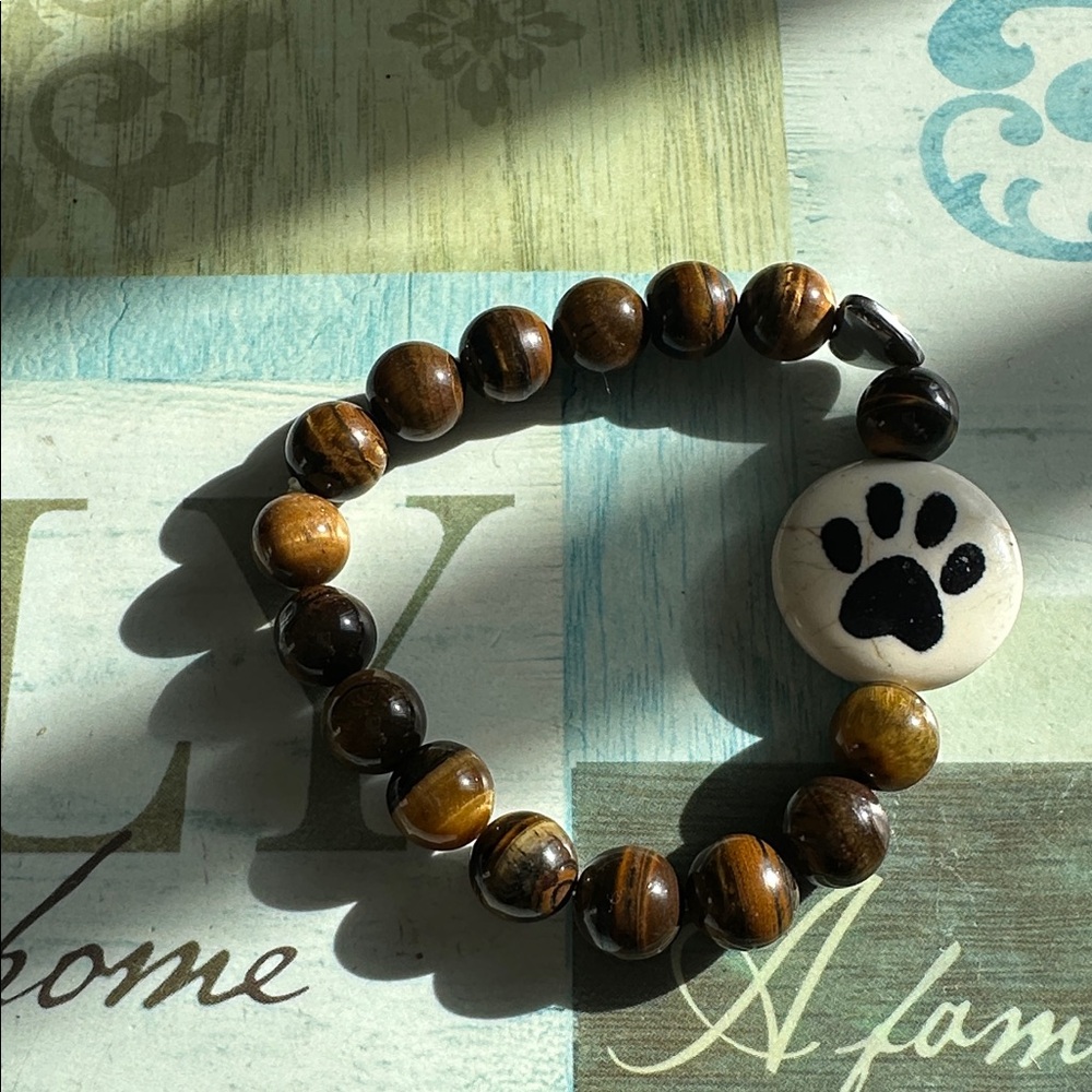 Tiger Eye Paw Print Bracelet